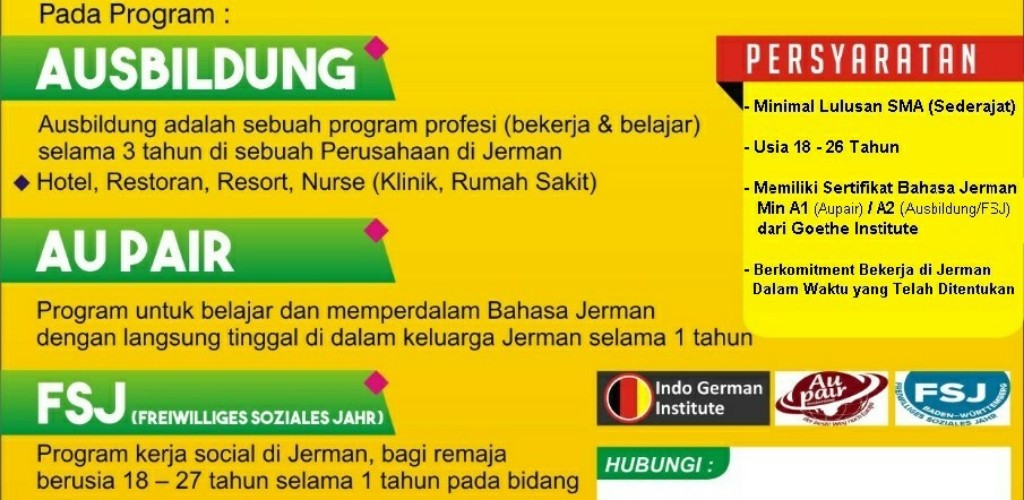 Ausbildung Indonesia Program Kerja 3 Hari Pendidikan 2 Hari Di