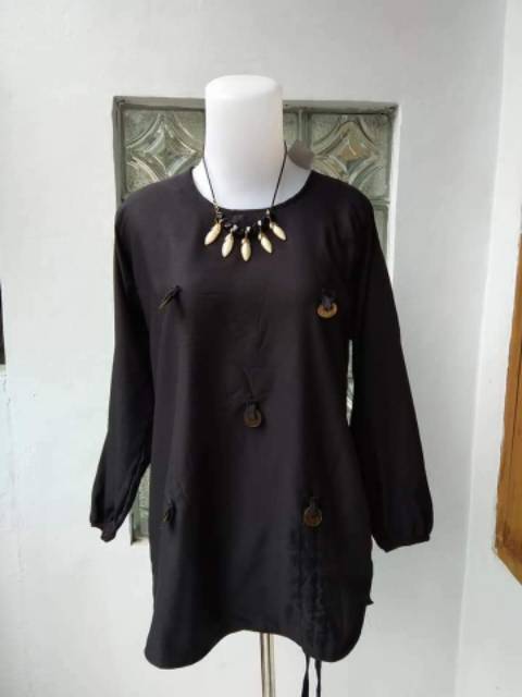 atasan wanita - tunik kancing bahan wolly crepe 2