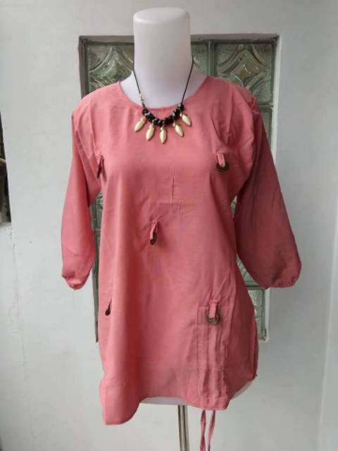 atasan wanita - tunik kancing bahan wolly crepe 3