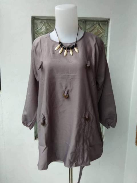 atasan wanita - tunik kancing bahan wolly crepe 4