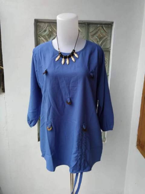 atasan wanita - tunik kancing bahan wolly crepe 5