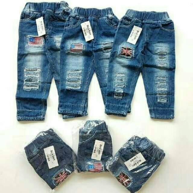 Jeans anak chino bordir ripped 2