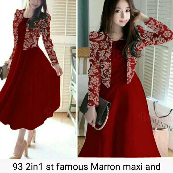 Baju 93 2in1 st famous maxi and cardy 2in1 2