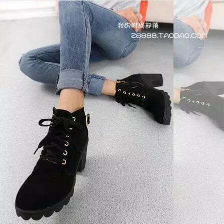 Boots Zipper Bludru Hitam 2