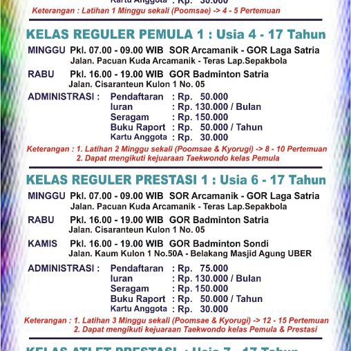 Brosur Daftar Taekwondo 2