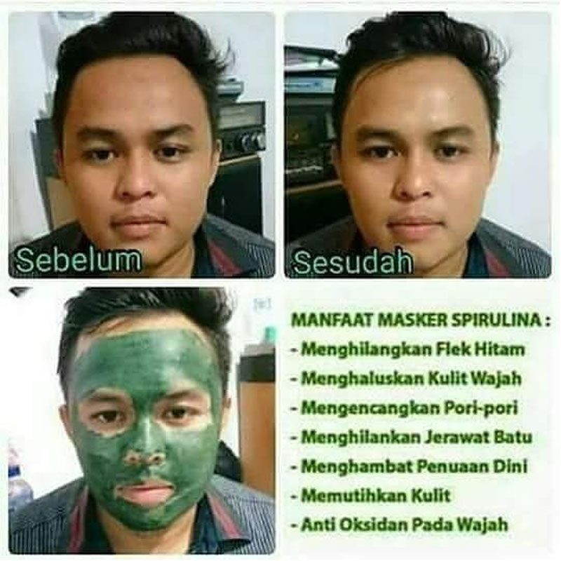 Green World Masker Spirulina Plus Untuk Masker Wajah, Menghilangkan Je 2