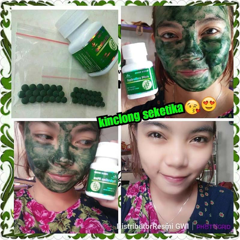 Green World Masker Spirulina Plus Untuk Masker Wajah, Menghilangkan Je 4