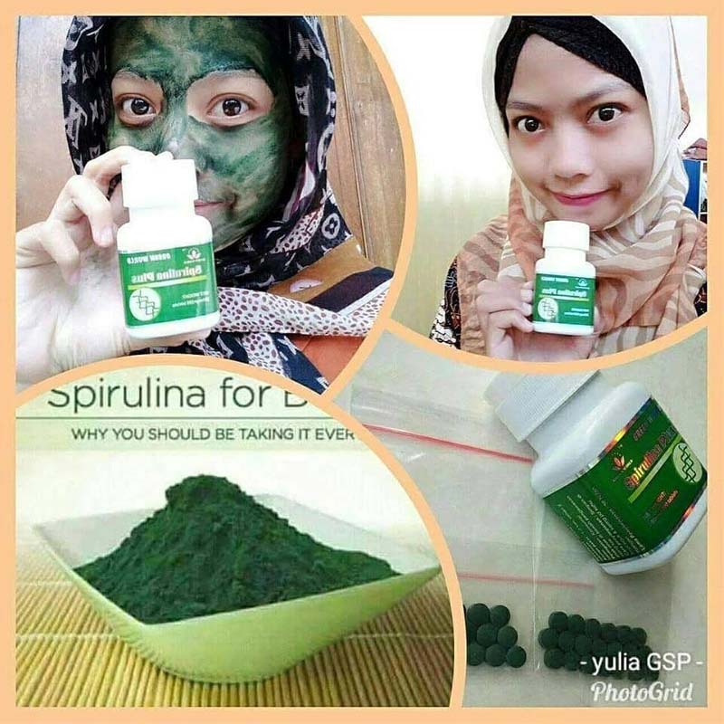 Green World Masker Spirulina Plus Untuk Masker Wajah, Menghilangkan Je 5