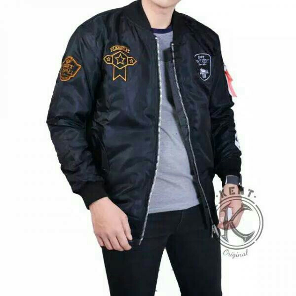 Jaket Bomber Kent Star Hot Rod Black Original 2