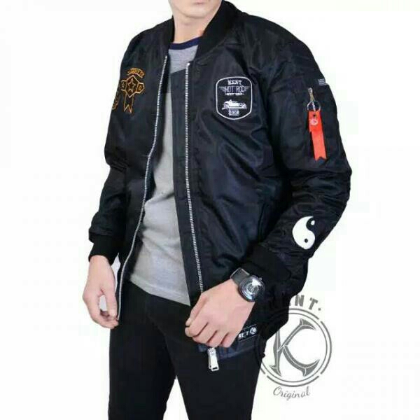 Jaket Bomber Kent Star Hot Rod Black Original 4