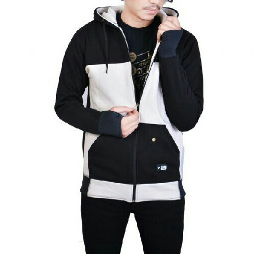 Jaket Zipper Reglan Grey Black 2