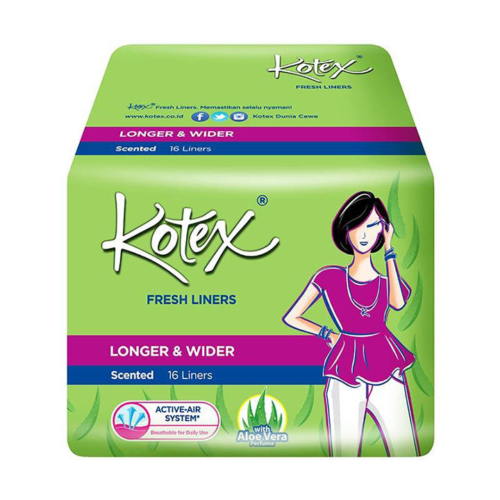 KOTEX LONGER AND WIDER ALOE VERA 16 LINERS 2