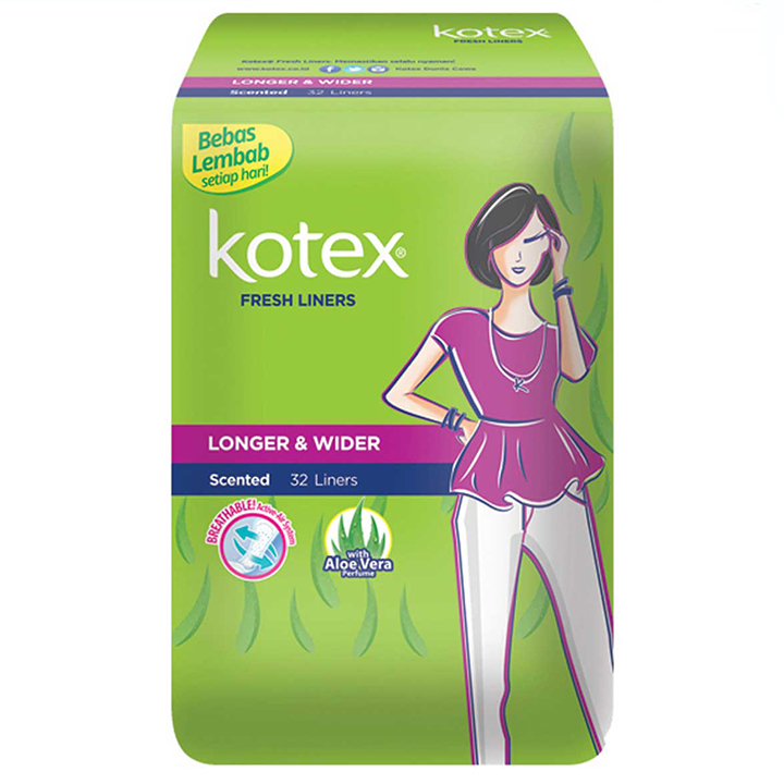 KOTEX LONGER AND WIDER ALOE VERA 32 LINERS 2