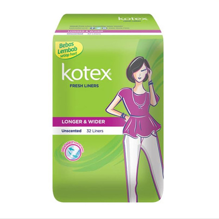 KOTEX LONGER AND WIDER UNSCENTED 32 LINERS 2