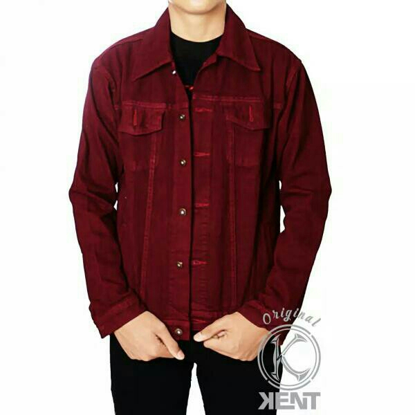 Kent Jaket Jeans Maroon Original 2