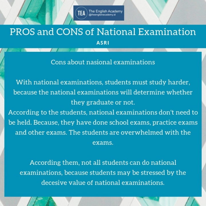 Pros and Cons of National Exam 3