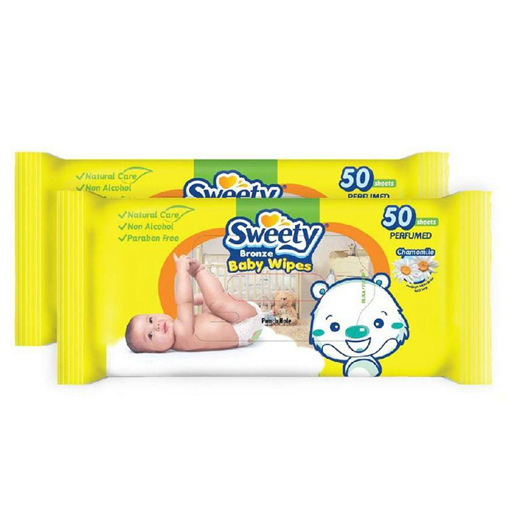 SWEETY BRONZE BABY WIPES 50 SHEETS BUY ONE GET ONE 2