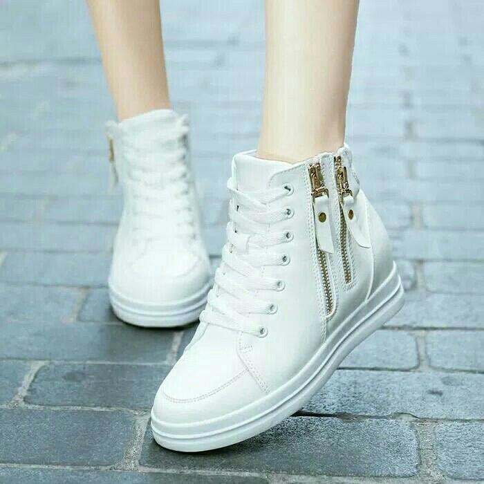 Sepatu KETS WANITA Double Zipp White 4