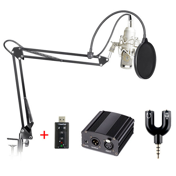 TaffSTUDIO BM-800 Paket Smule Condenser Microphone + Scissor Arm Stand