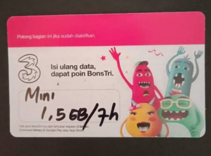 Voucher Tri 1,5Gb 7 Hari