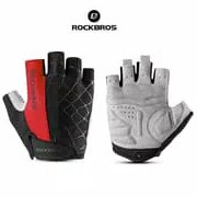 - ROCKBROS S009 BIKE GLOVE HARF FINGER - SARUNG TANGAN SEPEDA RED GRAY