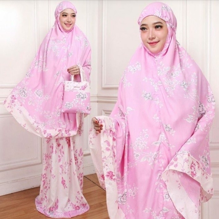 04C Mukena Katun Jepang Bunga Pink