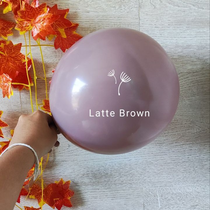 12 Inch Balon Warna Abu Ungu latte Brown