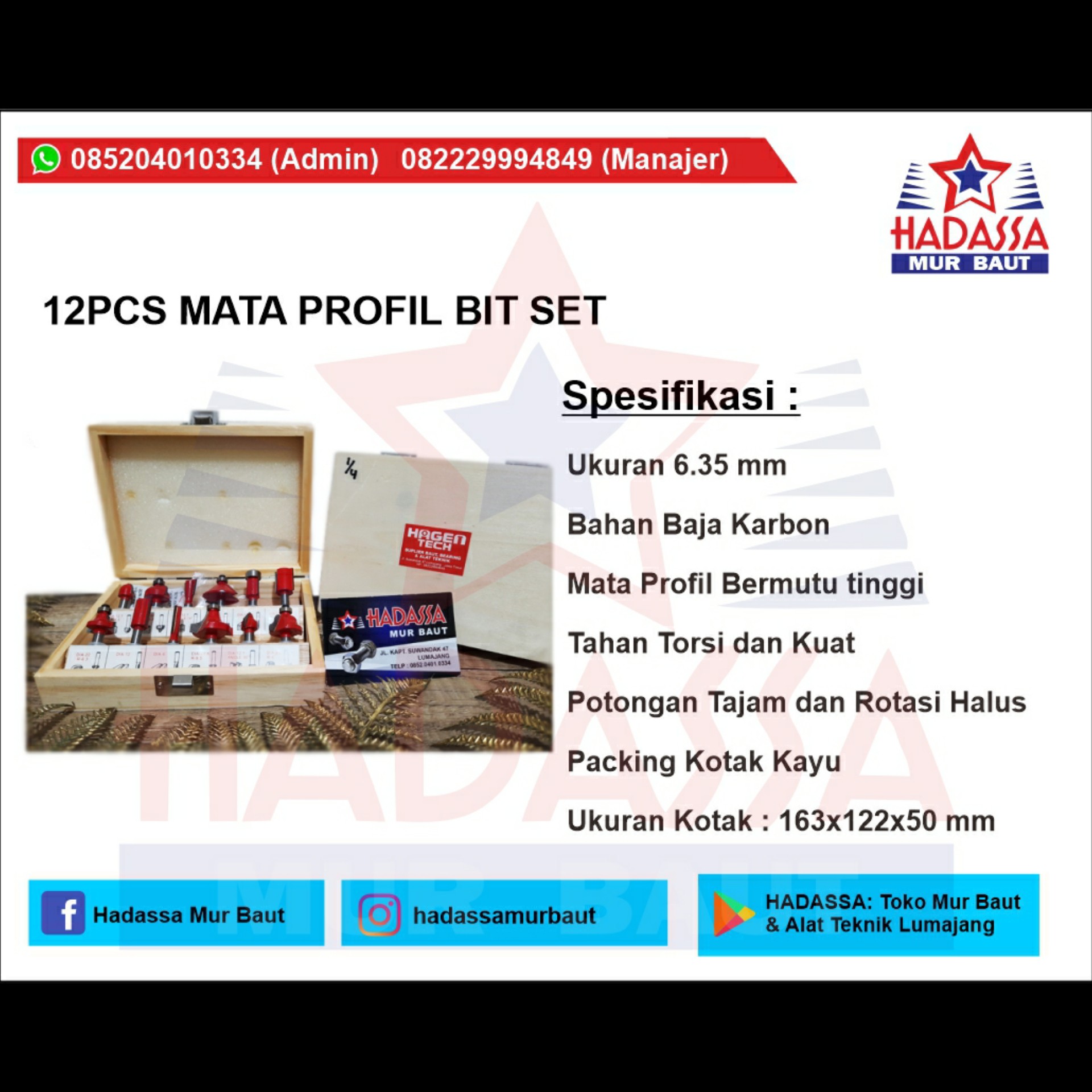 12 Pcs Mata Profil Bit Set