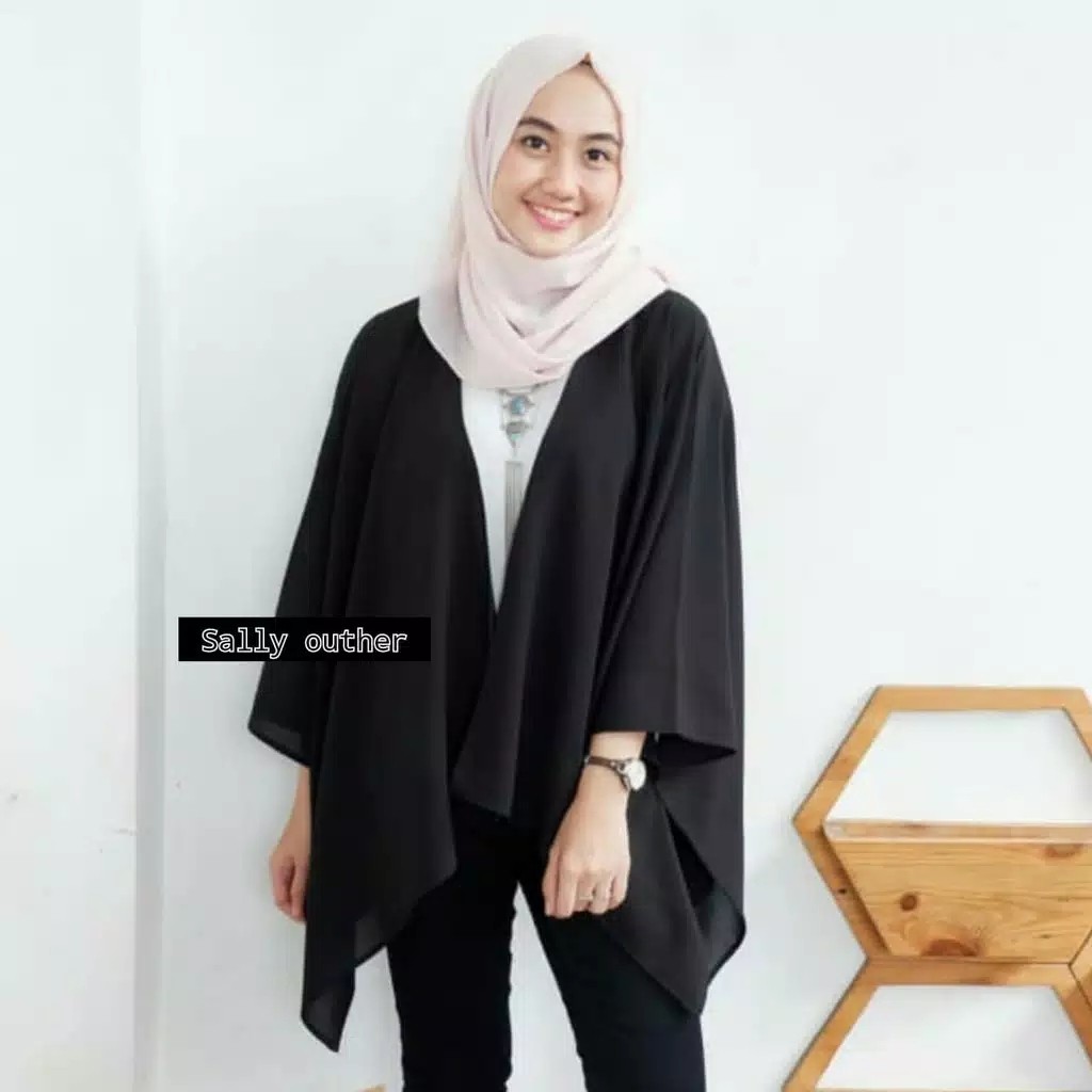 1KG 8PCS SALLY OUTER CARDIGAN SELLY MOSCREPE BATWING CARDI TERMURAH