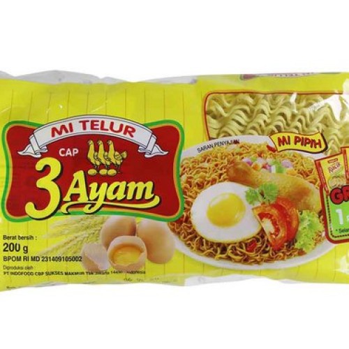 3AYAM MIE TELUR MRH BKS 210GR ISI 3