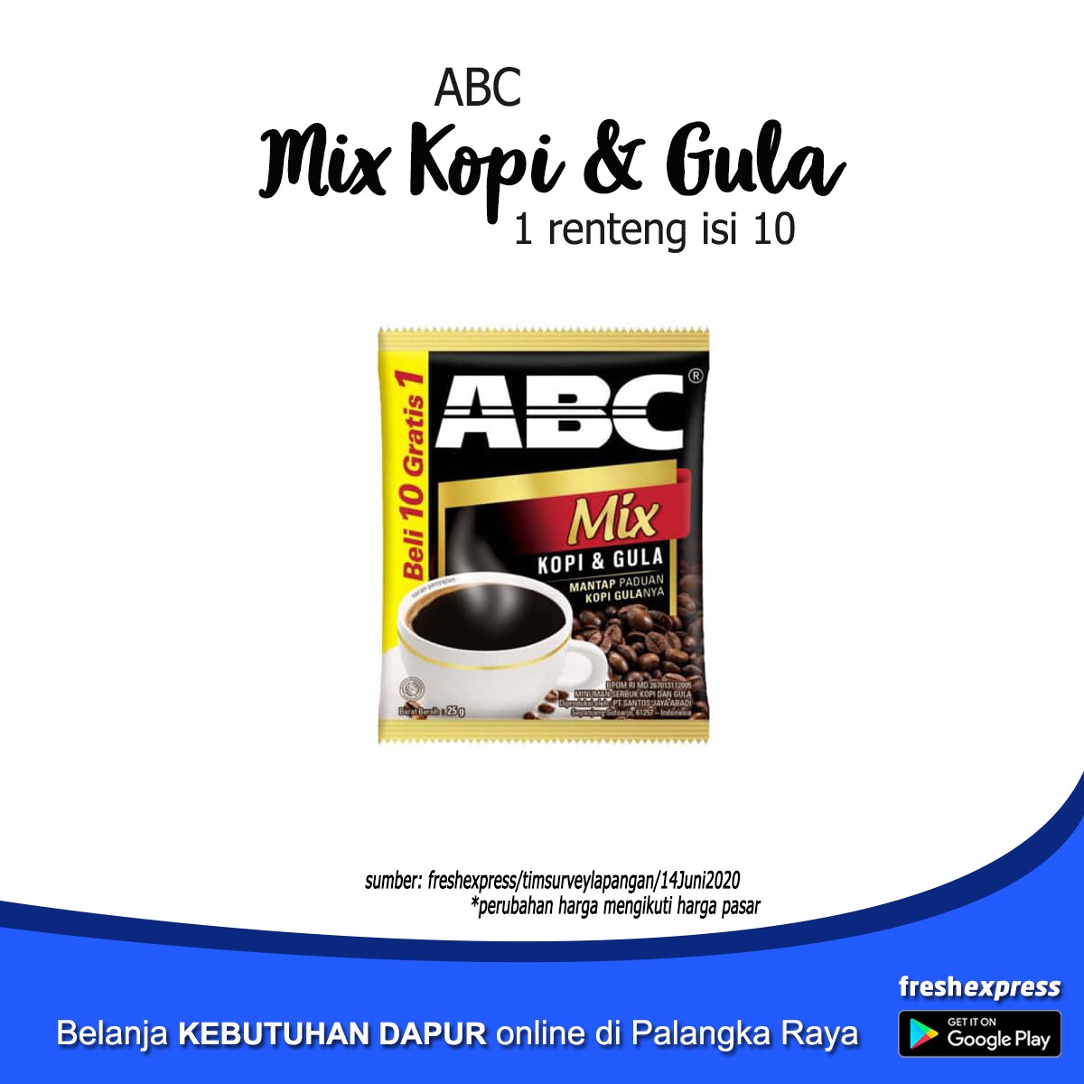 ABC Mix Kopi Dan Gula Isi 10