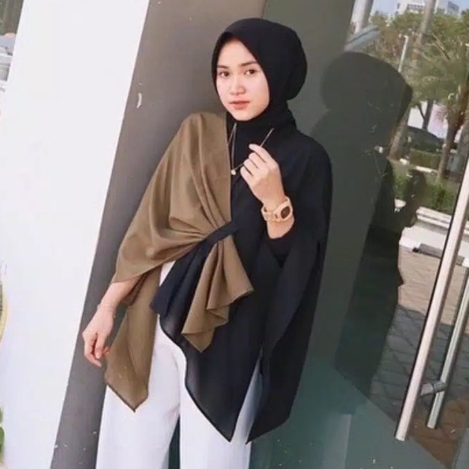 AMI YUSTRI OUTER CARDIGAN TWO TONE CARDI SISY MOSCREPE PREMIUM 2