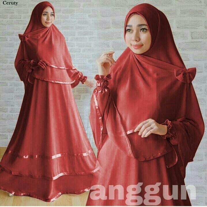 ANGGUN MAROON PREMIUM SYARI SET