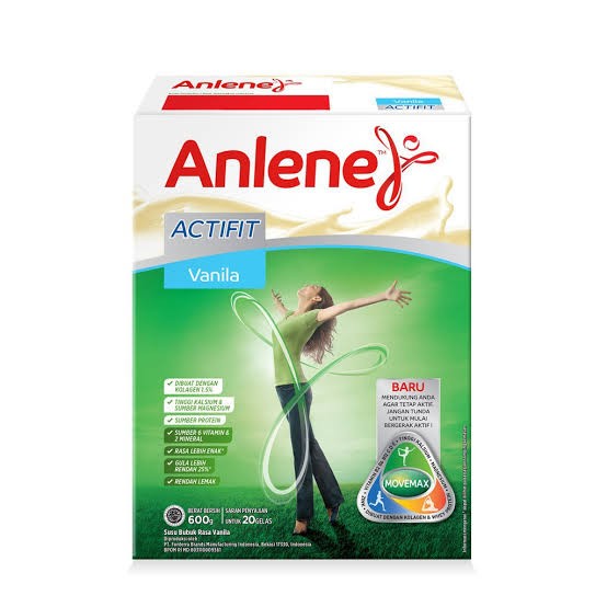 ANLENE ACTIFIT KURANG LEMAK VANILLA KOTAK 250 GR