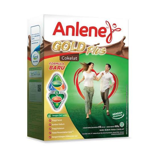 ANLENE GOLD KALSIUM TINGGI KURANG LEMAK COKLAT KOTAK 600+60G