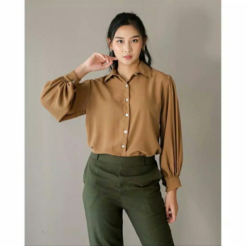 AUDRY RUFI BASIC SHIRT RUFFLE PREMIUM PASTEL SOFT FULL KANCING FASHION