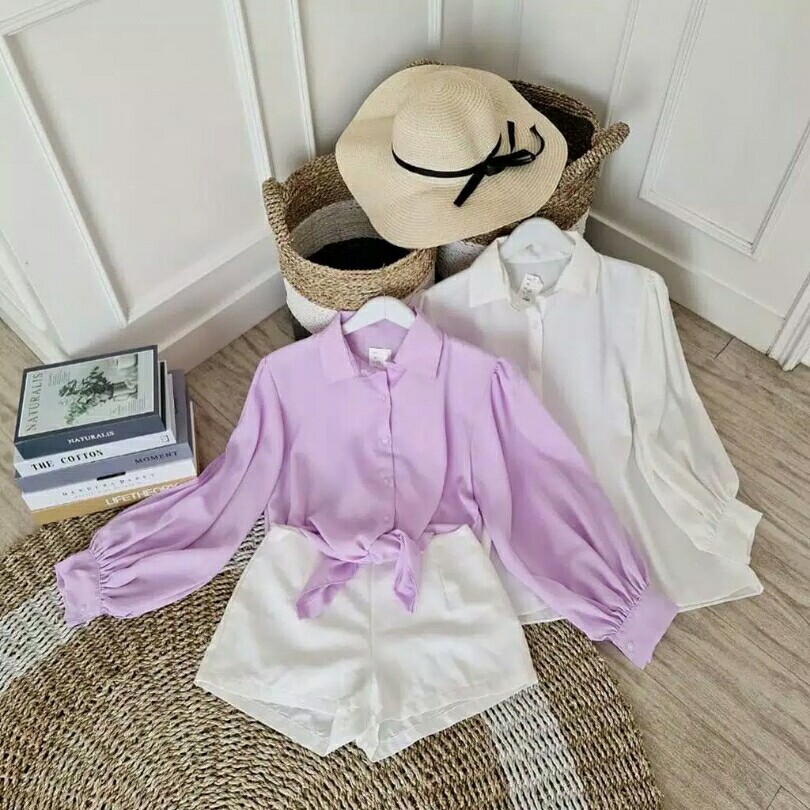 AUDRY RUFI BASIC SHIRT RUFFLE PREMIUM PASTEL SOFT FULL KANCING FASHION 3