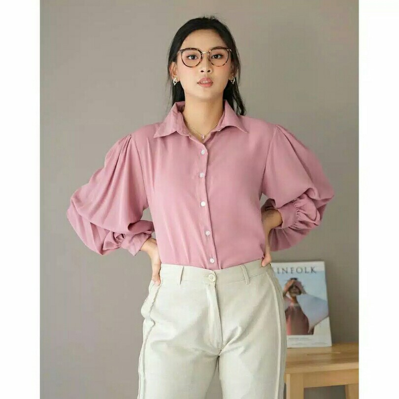 AUDRY RUFI BASIC SHIRT RUFFLE PREMIUM PASTEL SOFT FULL KANCING FASHION 4