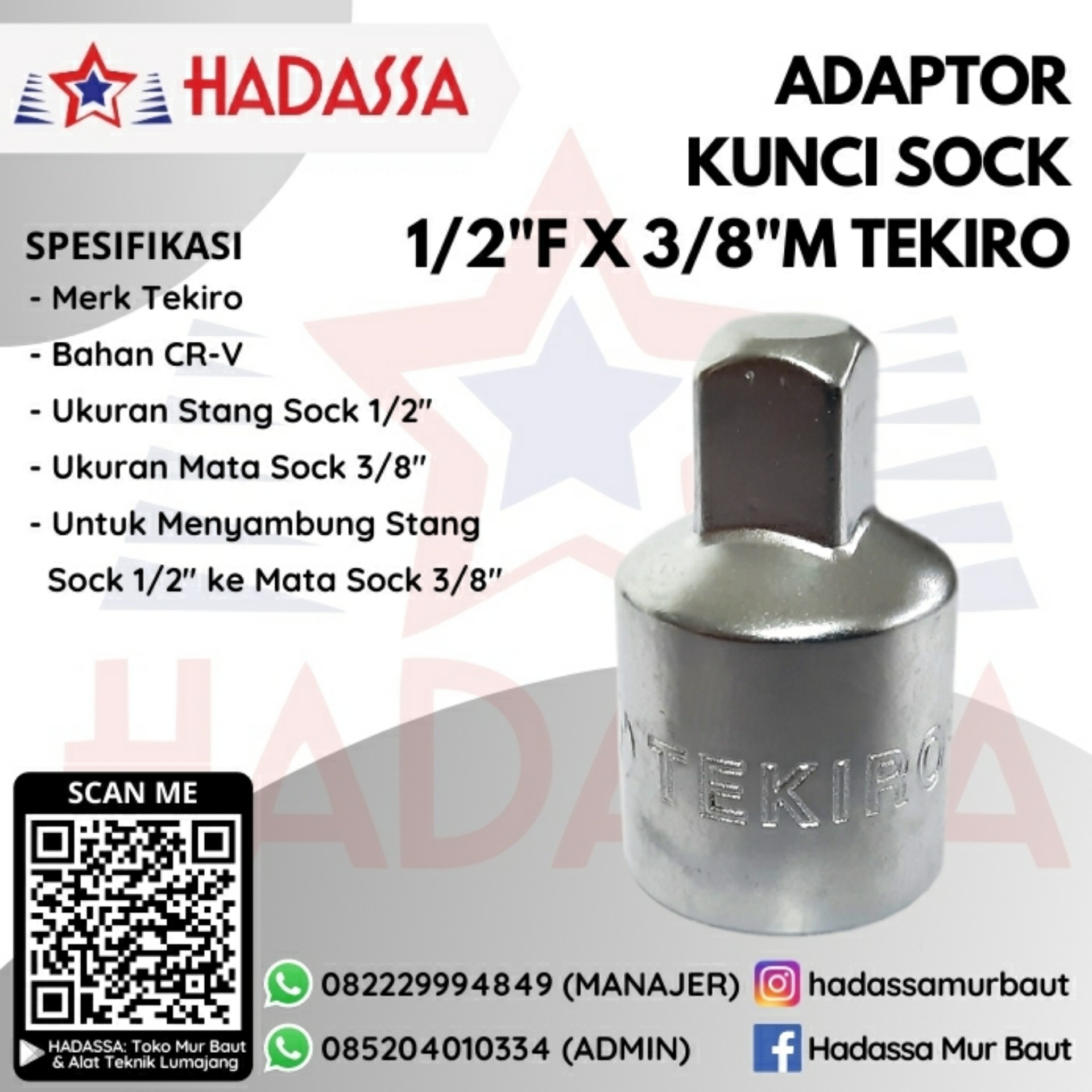 Adaptor Kunci Sock 1per2F x 3per8M Tekiro