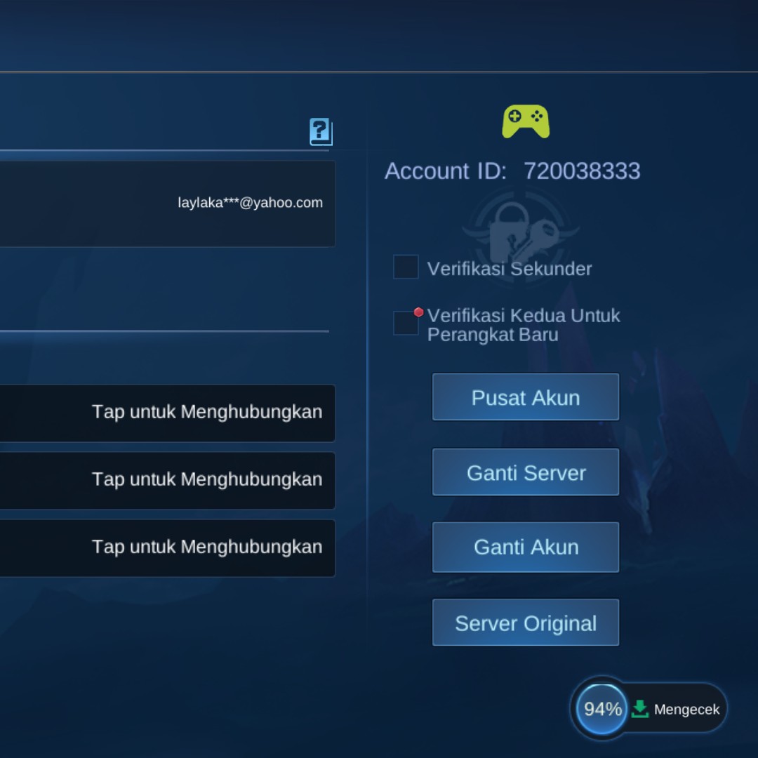 Akun Mobile Legends advance Server