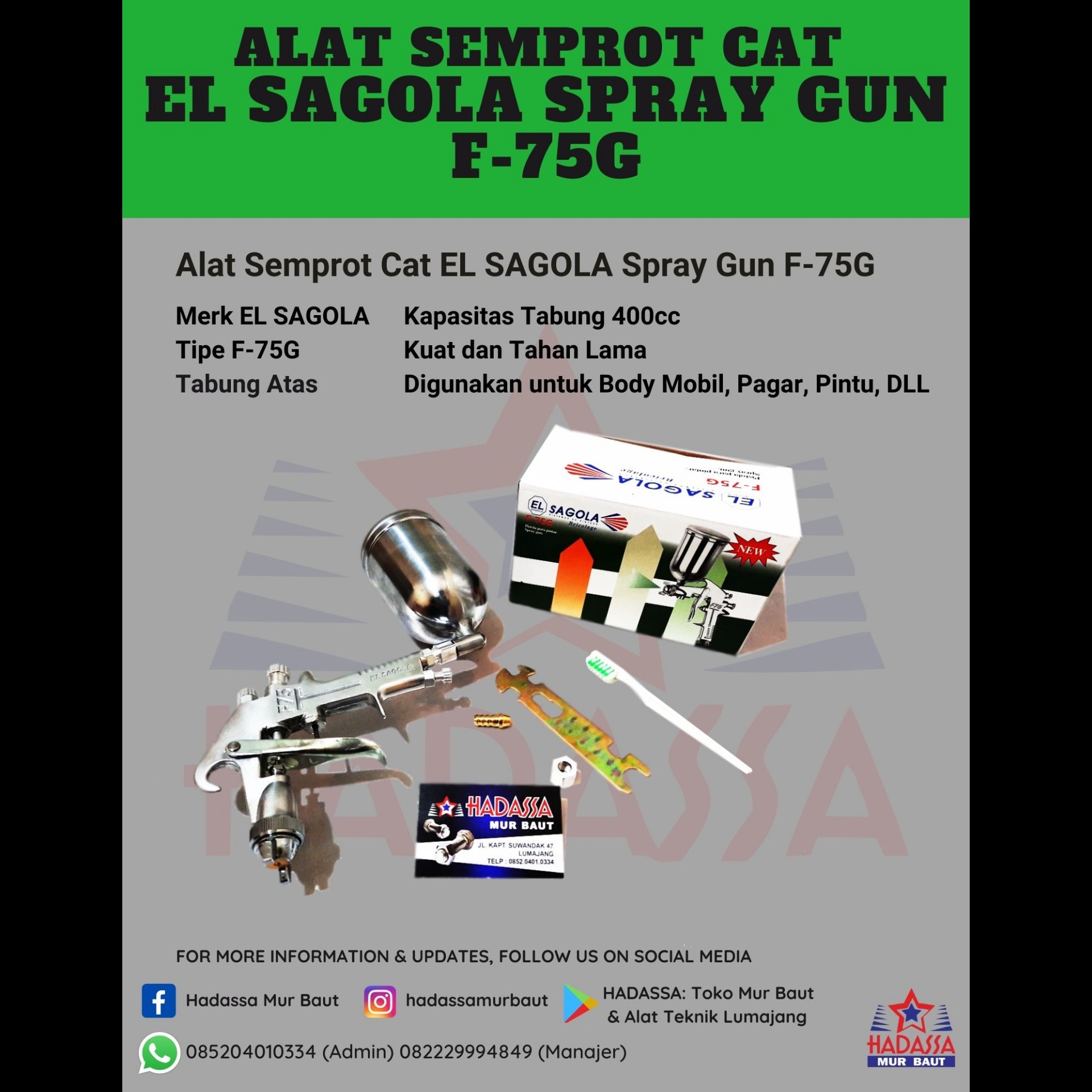 Alat Semprot Cat EL SAGOLA Spray Gun F-75G