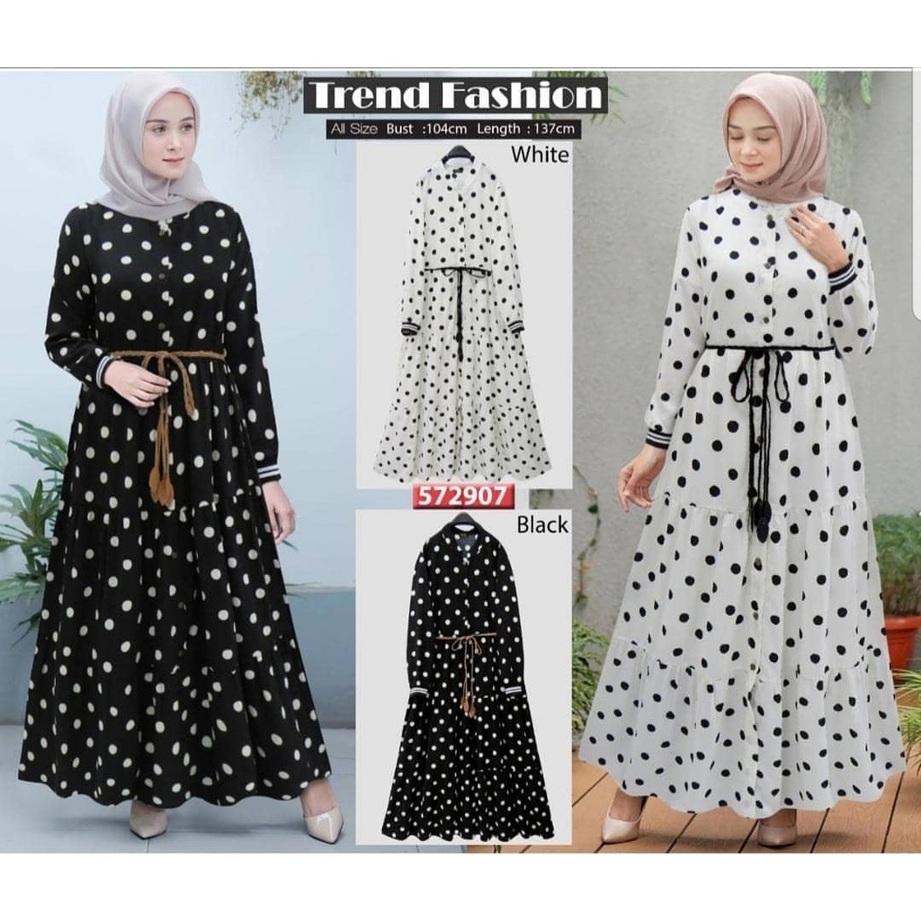 Aqila Polka Maxy Gamis l Dress Maxi l Fashion Wanita Muslim