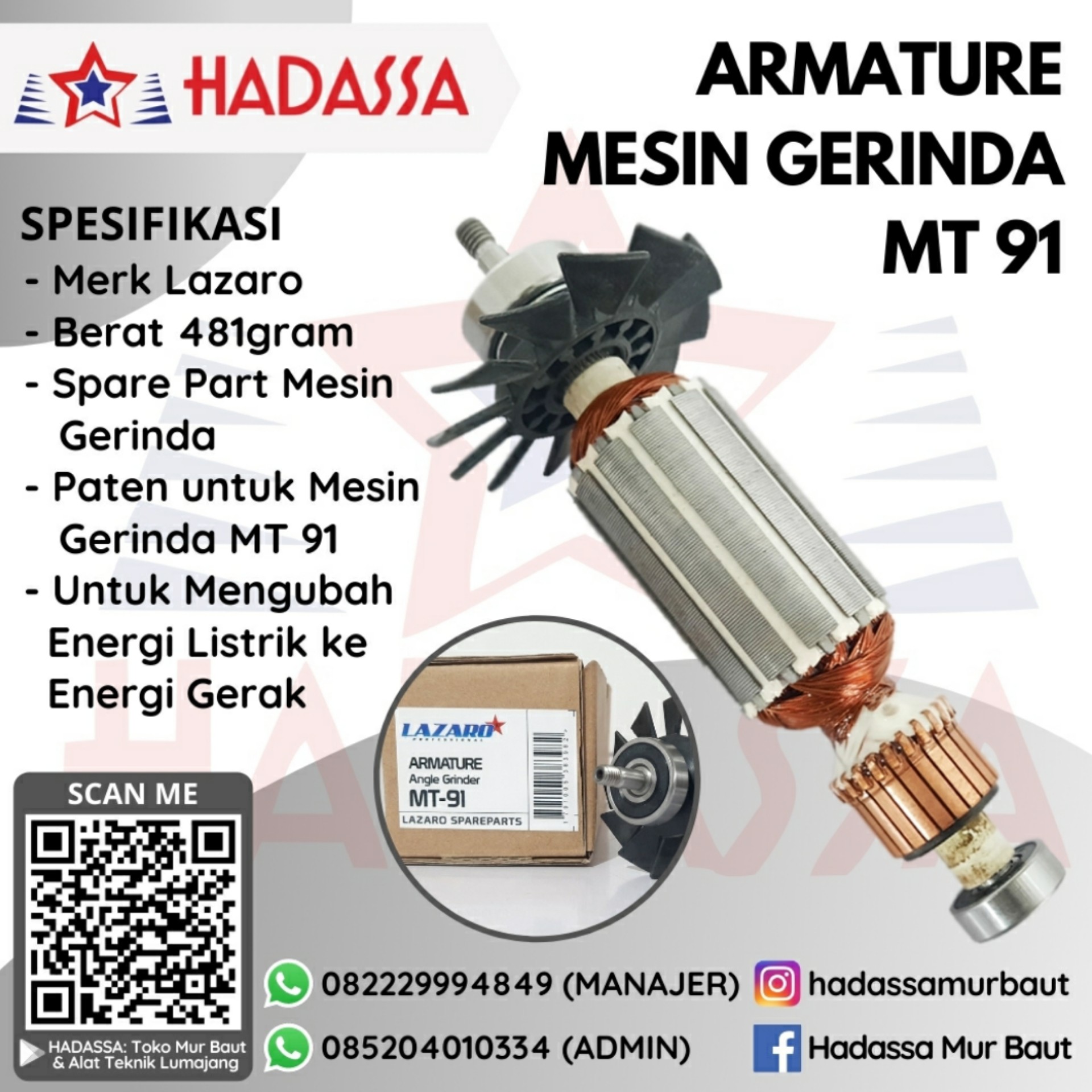 Armature Mesin Gerinda MT 91