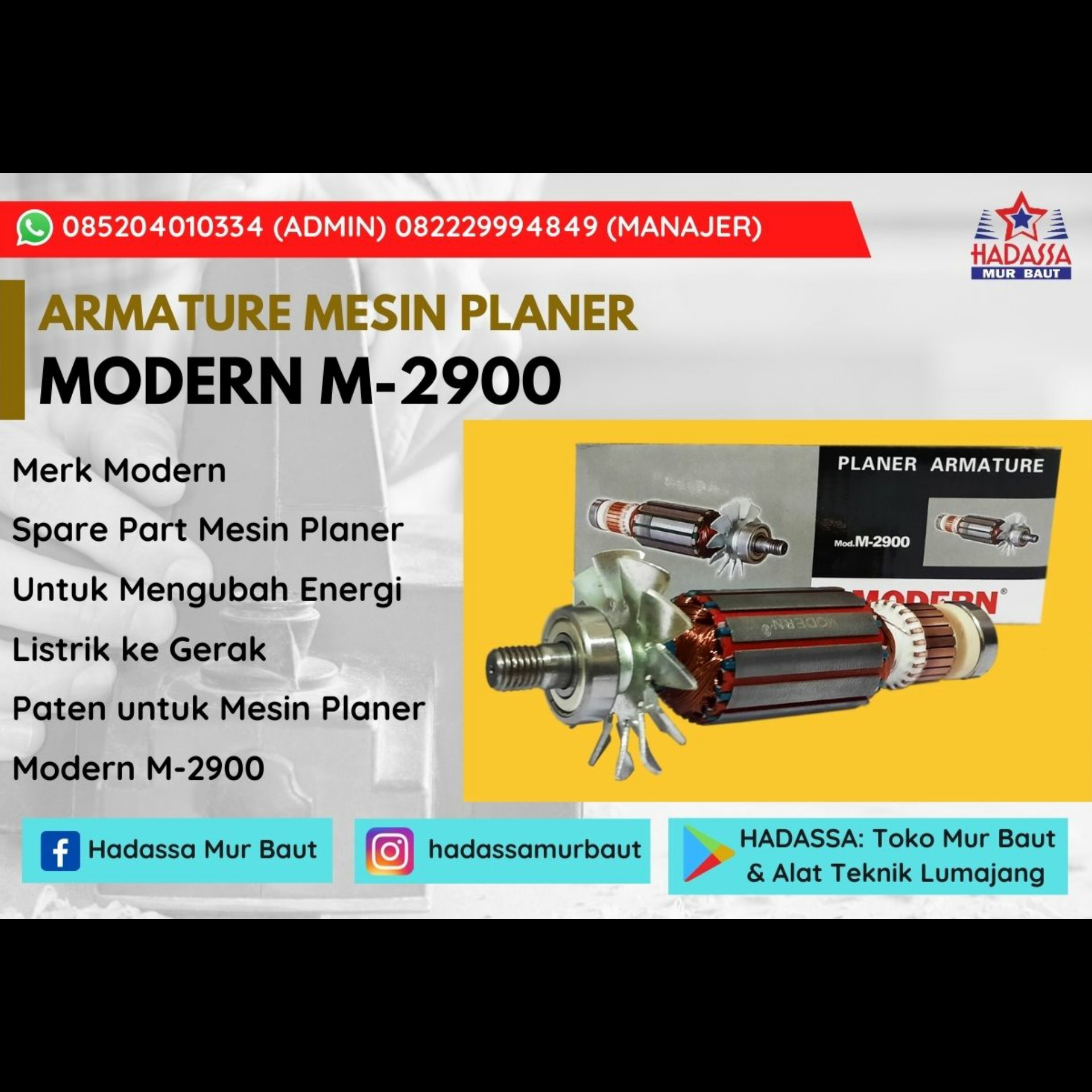 Armature Mesin Planer Modern M-2900