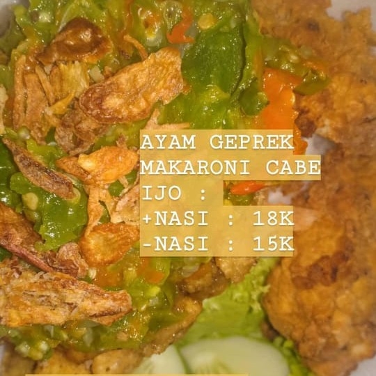 Ayam Geprek Makaroni Cabe Ijo