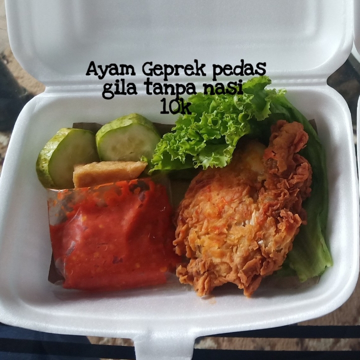 Ayam Geprek Pedas Gila Tanpa Nasi 