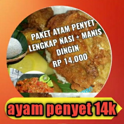 Ayam Penyet Plus Nasi Teh Manis Dingin