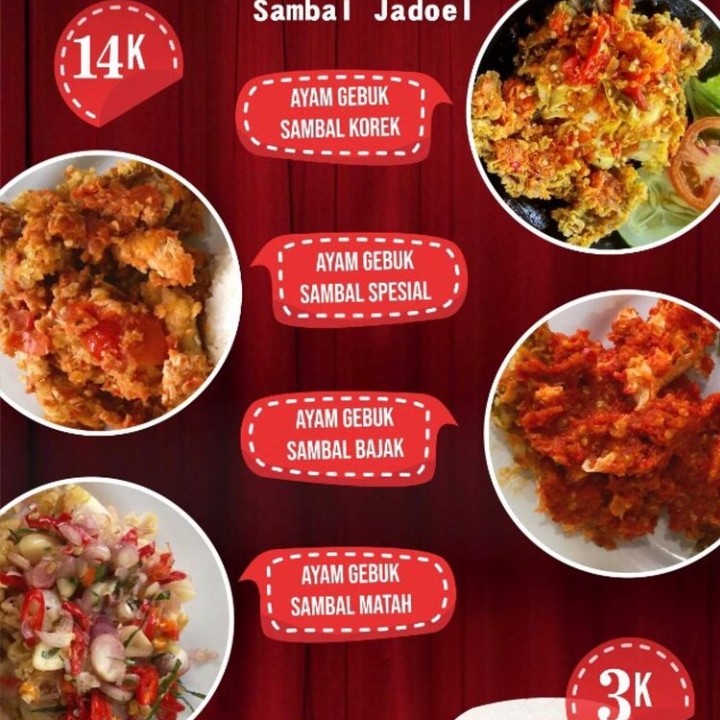 Ayam gebuk aneka sambal