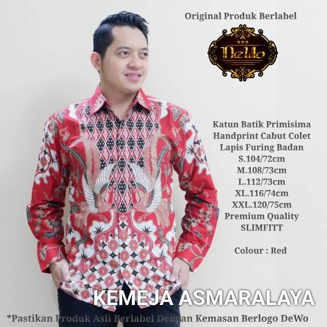 BAJU BATIK LENGAN PANJANG ASMARALAYACITRAYODHA KALINGGA MERK DEWO