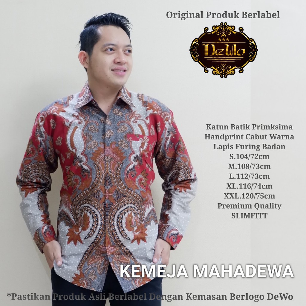 BAJU BATIK LENGAN PANJANG MAHADEWAARYAPRABU ELANG MERK DEWO PER UN